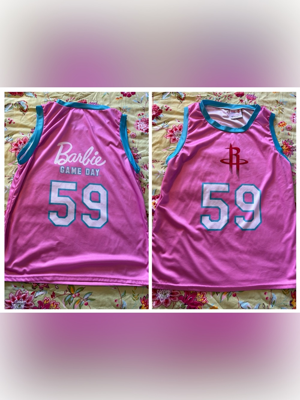 Houston Rockets x Mattel Barbie Game Day #59 pink jersey XL 28x22 NWOT